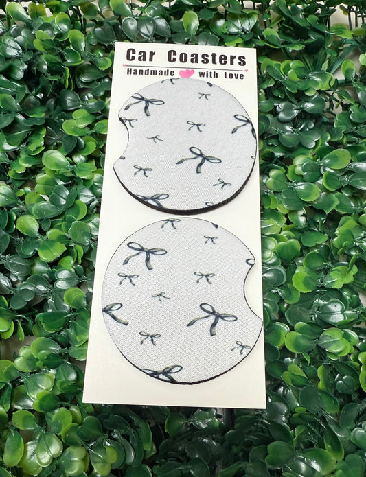 Simple Black Bows Car Cup Coasters