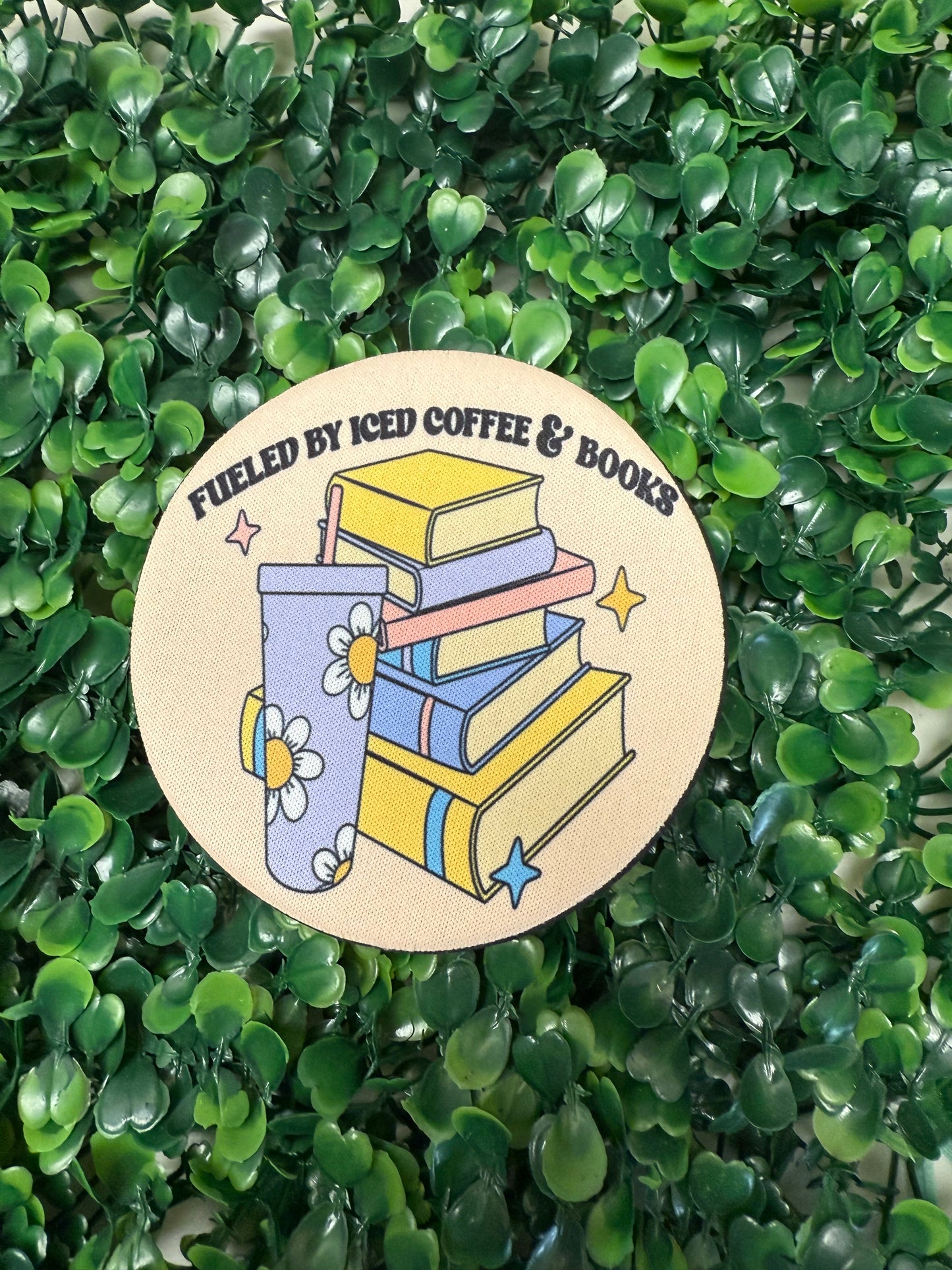 Fueled by Iced Coffee & Books Full Size Coaster