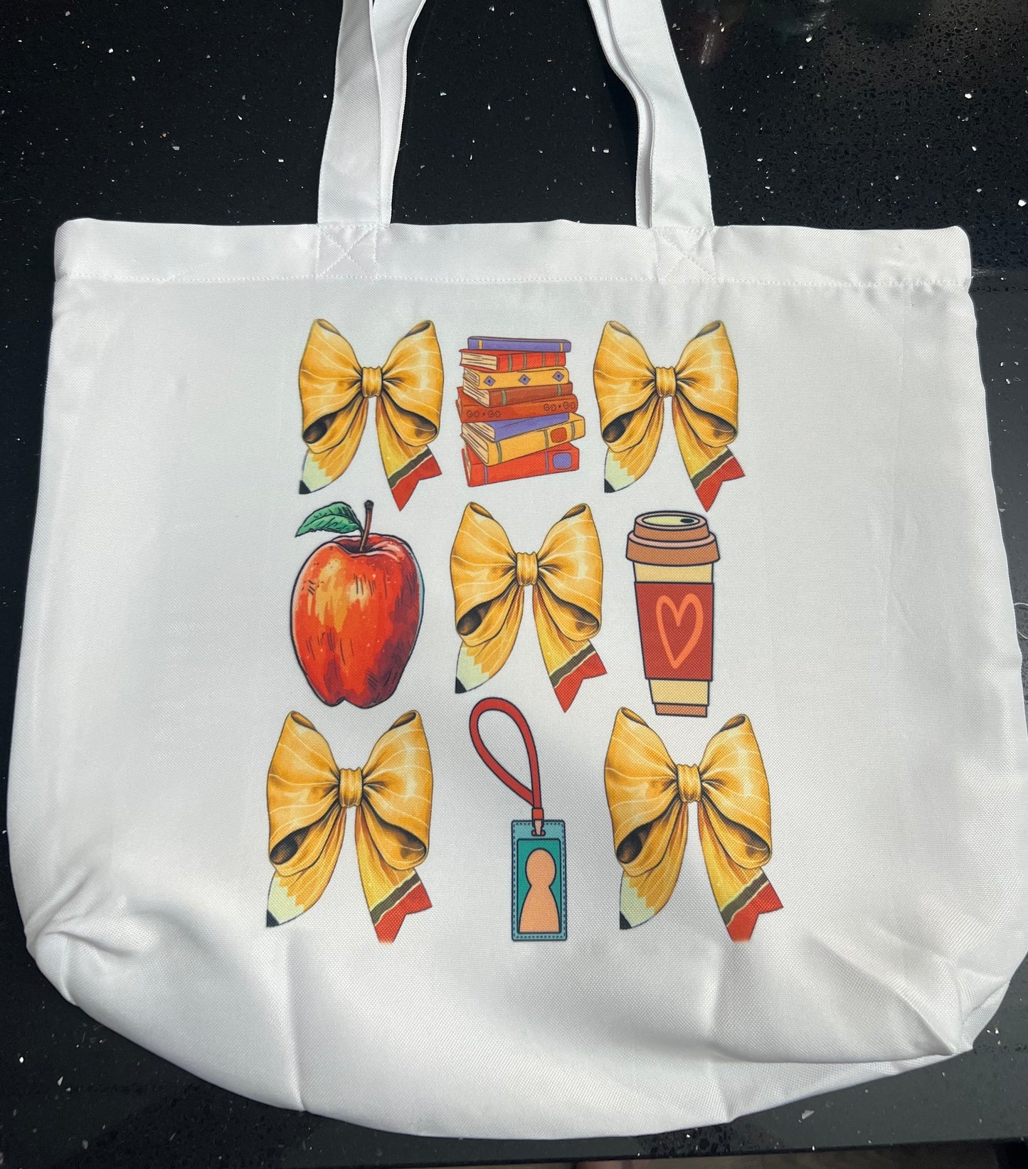 Yellow Pencil Bows Teacher Tote Bag