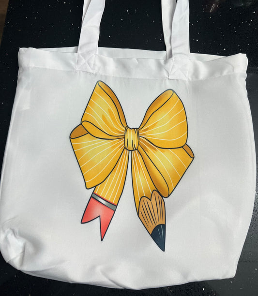 Yellow Pencil Bow Tote Bag