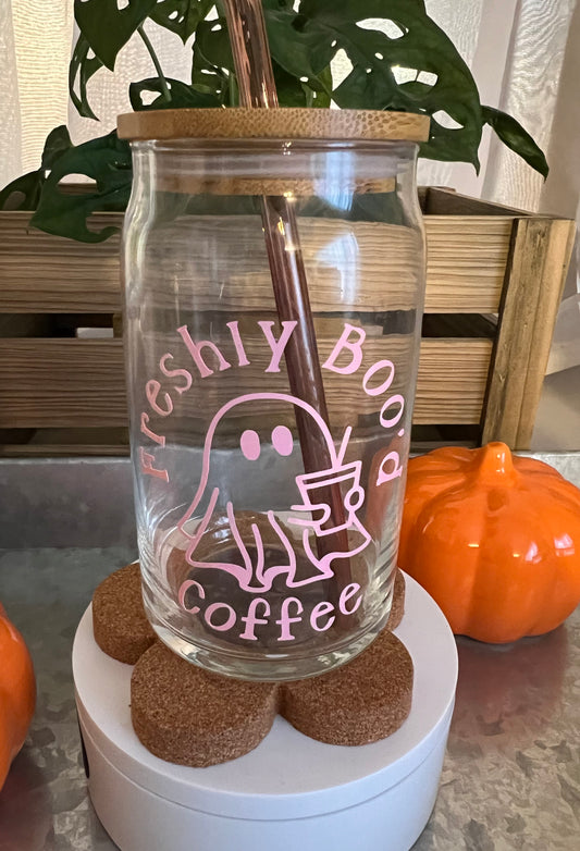 Color Changing Freshly Boo'd Coffee  (Light pink to Dark Pink)Glass