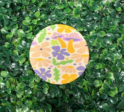 Purple mushroom drink coaster