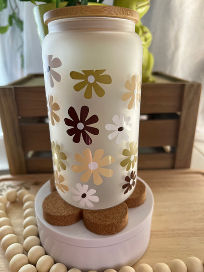 Retro Flower Frosted  Glass