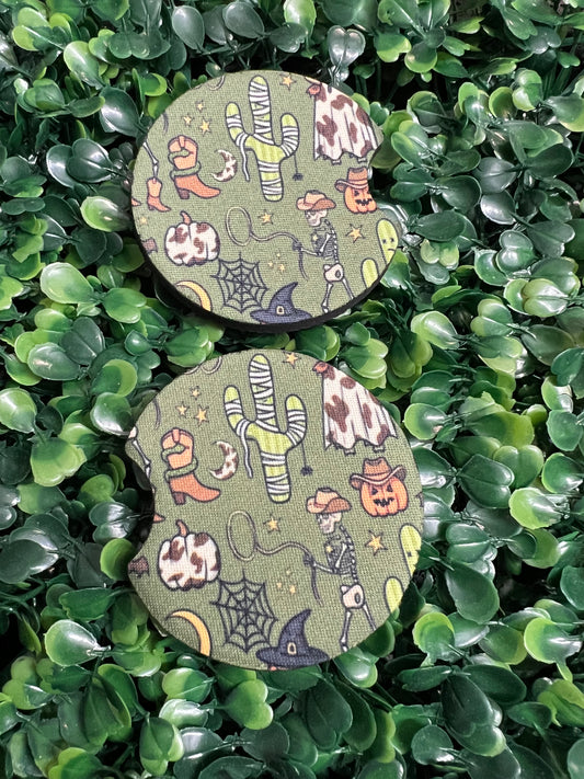 Western Halloween Car Cup Coasters