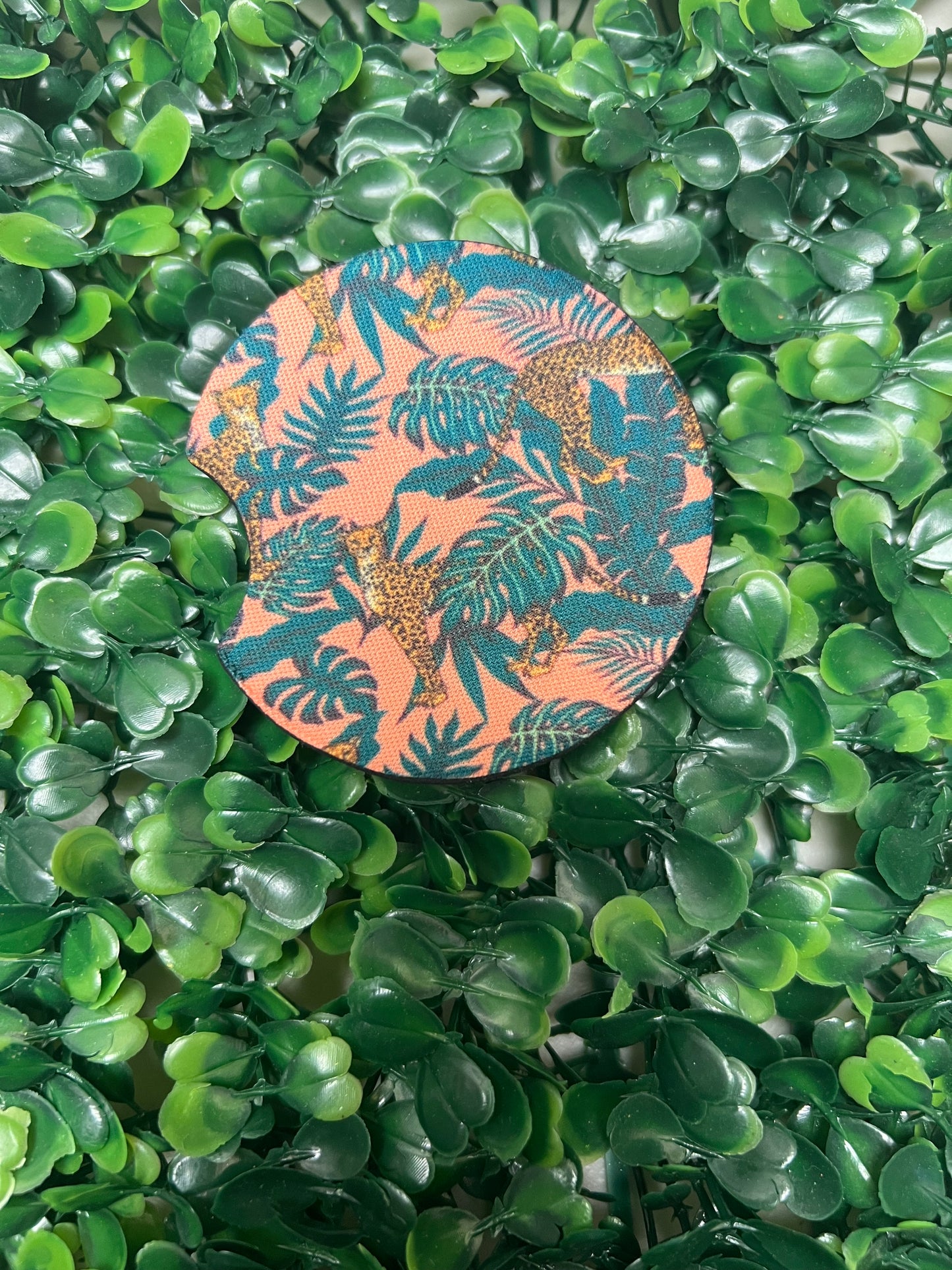 Monstera Cheetah Car Cup Coasters