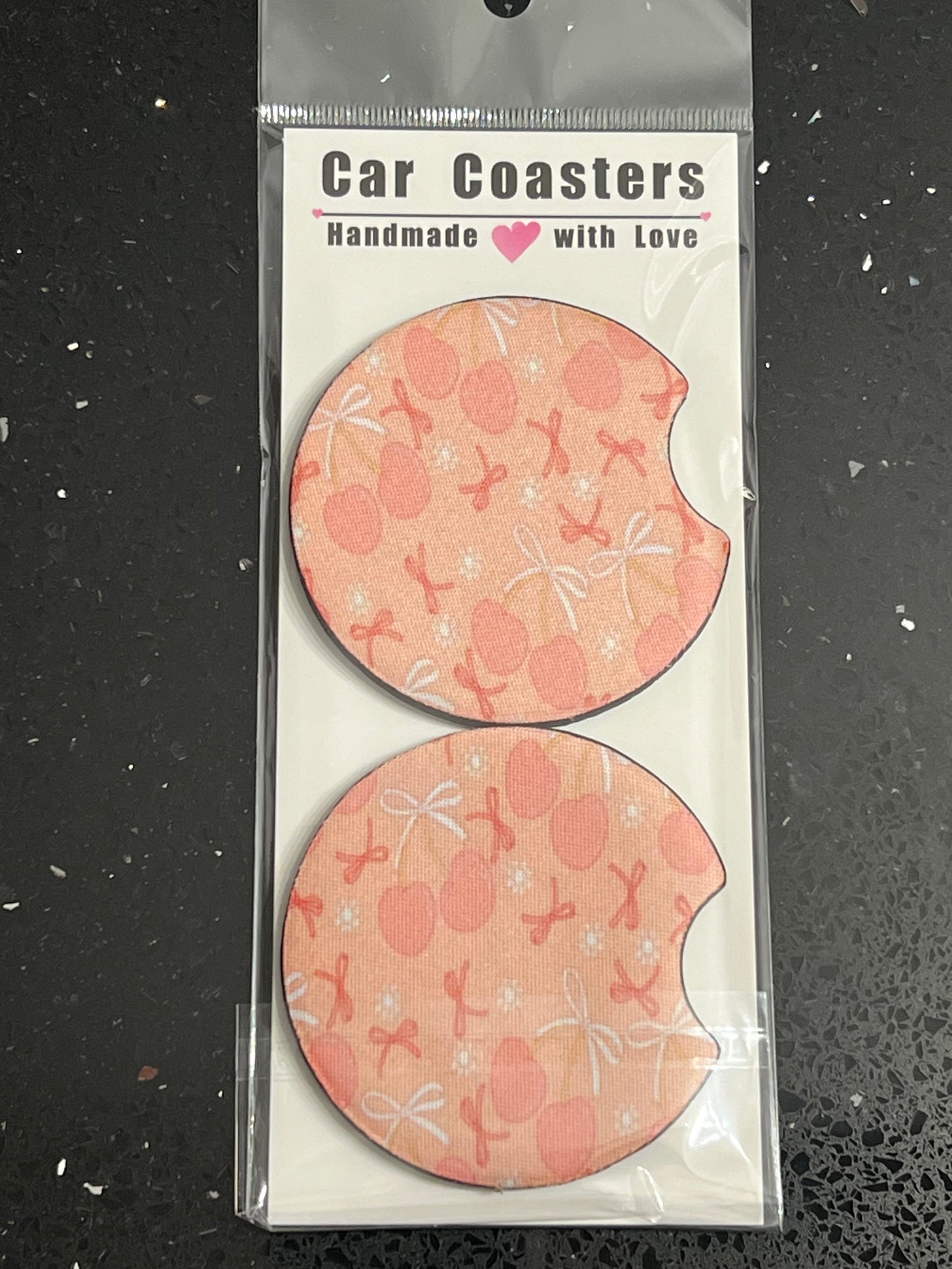 Cherries & Bows Car Cup Coasters