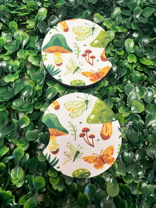 Green Cottage Core Car Cup Coasters