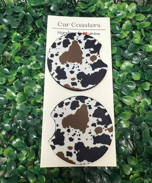 Cow hide car cup coasters