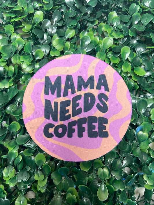 Wavy Purple Mama Needs Coffee Full Size Coaster