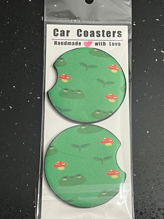 Frog & Mushroom Car Cup Coasters