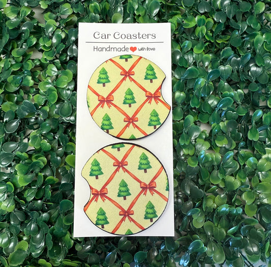 Xmas tree car cup coasters