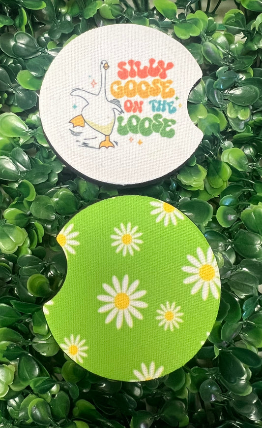 Silly Goose on the Loose Car Cup Coasters