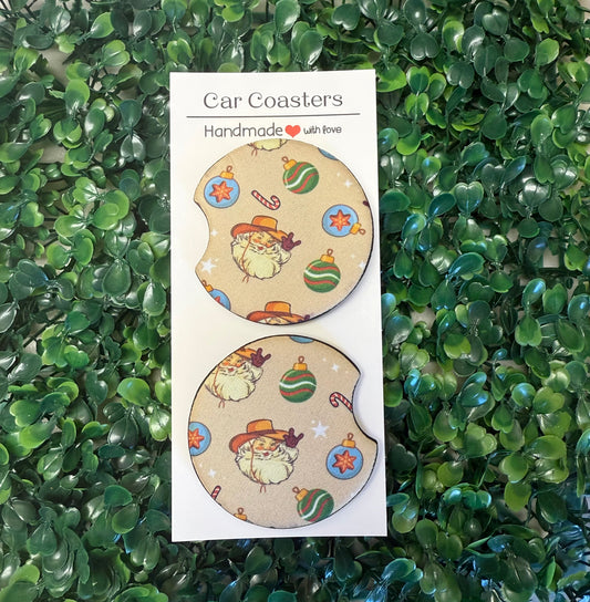 Western Santa Car Cup Coasters