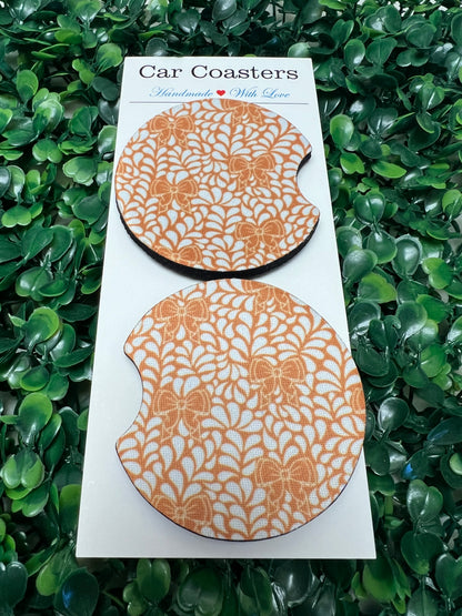 Clay Orange Talavera Car Cup Coasters