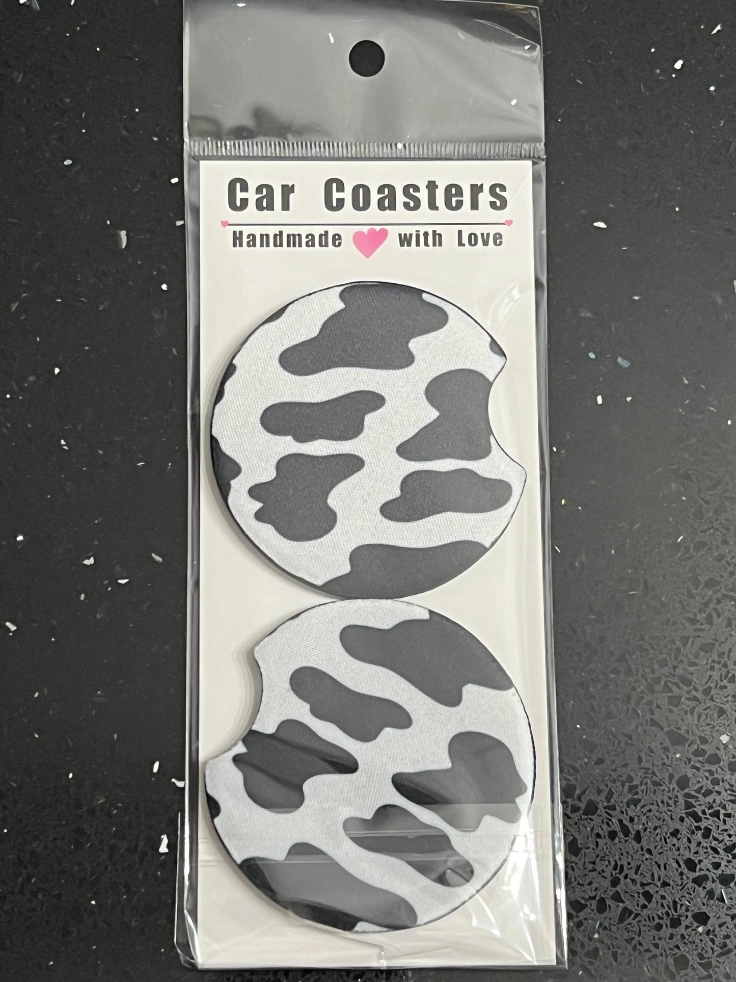 Cow Print Car Cup Coasters