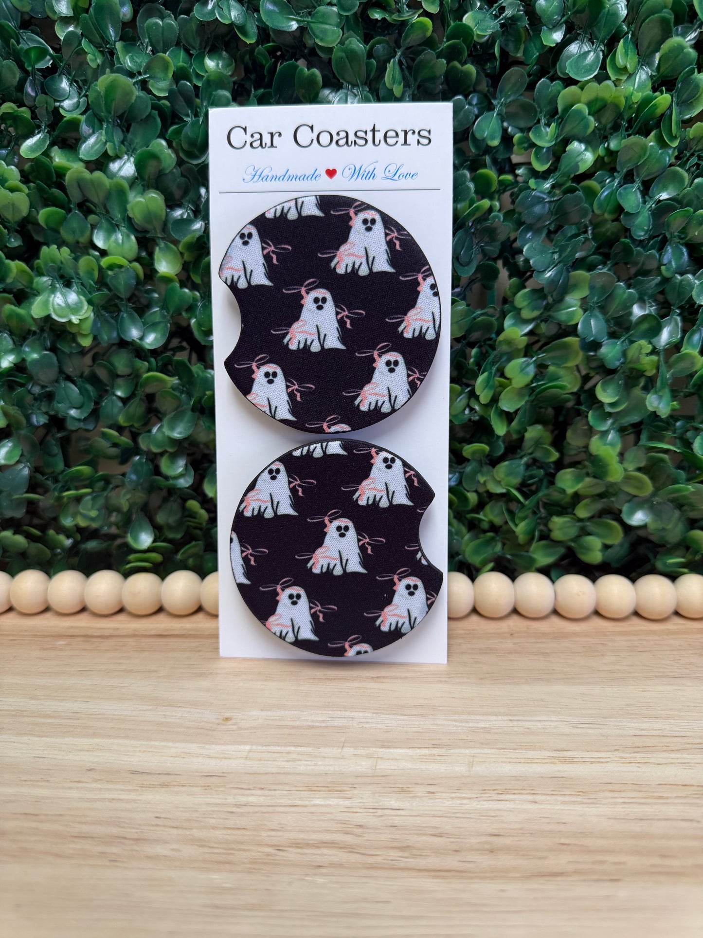 Coquette ghost car cup coasters