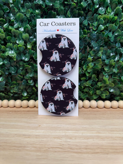 Coquette ghost car cup coasters