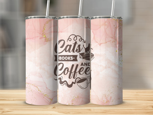 Cats, Books and Coffee Stainless Steel Tumbler