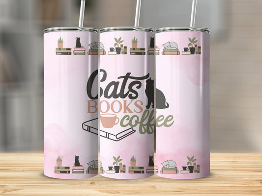 Cats, Books & Coffee (2) Stainless Steel Tumbler