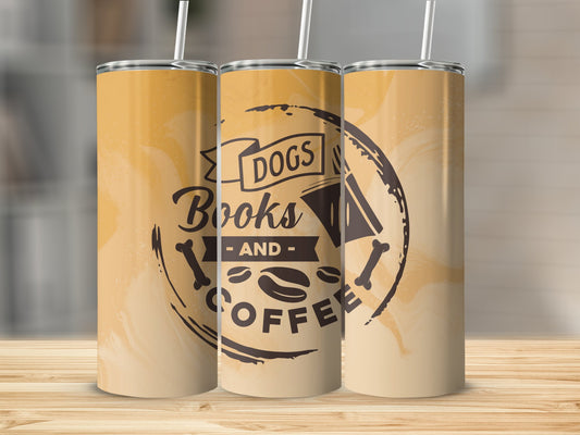 Dogs, Books & Coffee Stainless Steel Tumbler