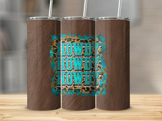 Brown & Turquoise Howdy Stainless Steel Tumbler