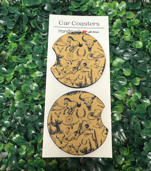 Vintage western car cup coasters