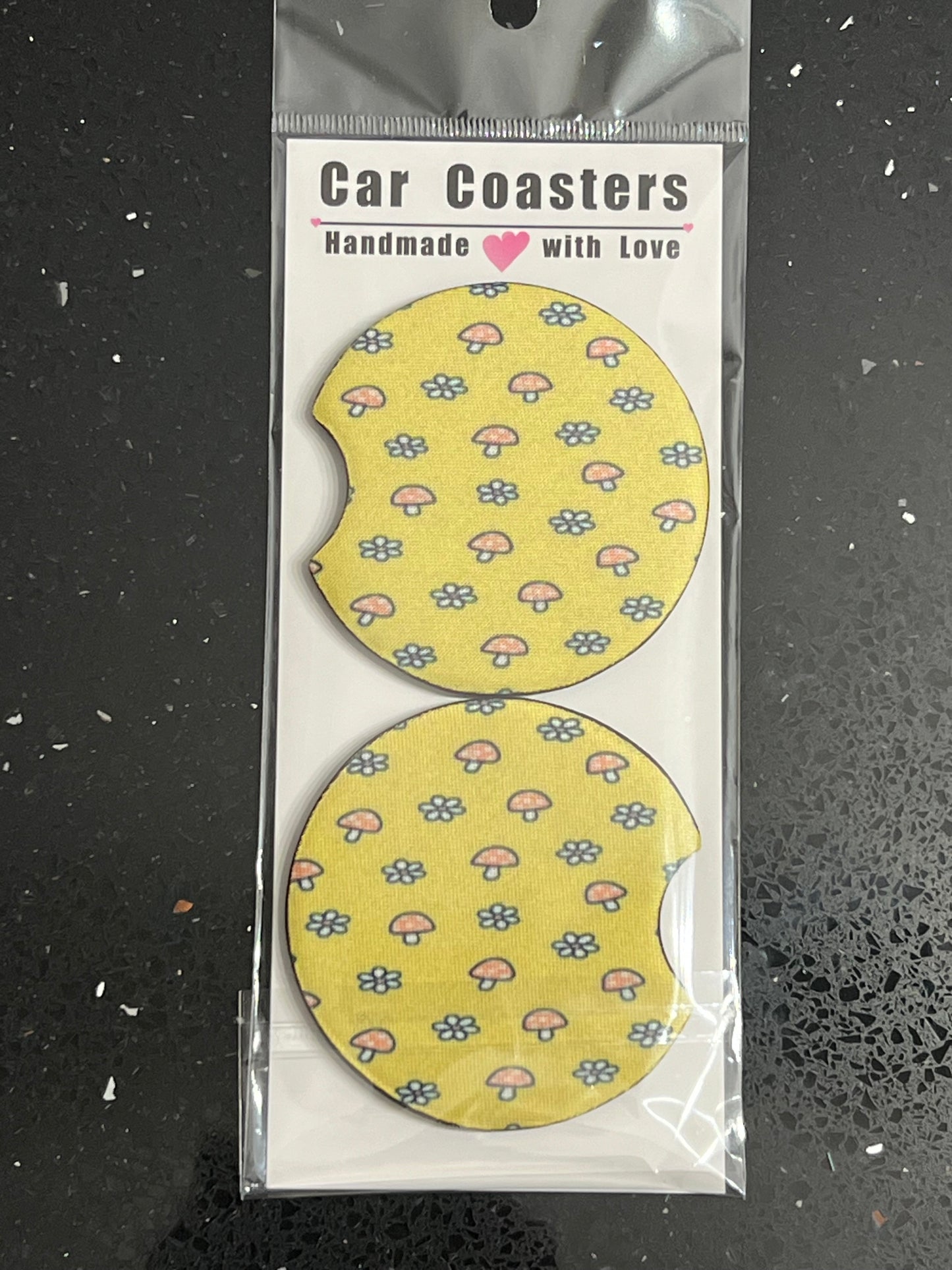 Yellow Mushroom Car Cup Coasters