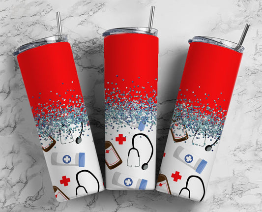 Glitter Stethoscope Stainless Steel Tumbler