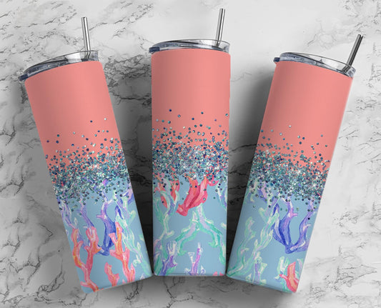 Glitter Coral reef Stainless Steel Tumbler