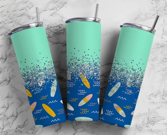 Glitter Surf Boards Stainless Steel Tumbler