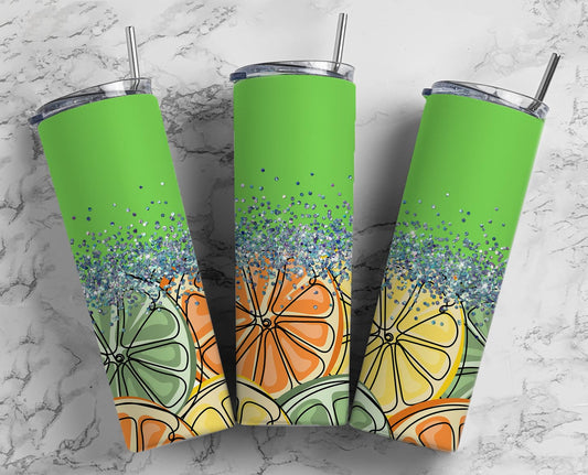 Glitter Sliced Citrus Stainless Steel Tumbler