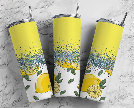 Glitter Lemons Stainless Steel Tumbler