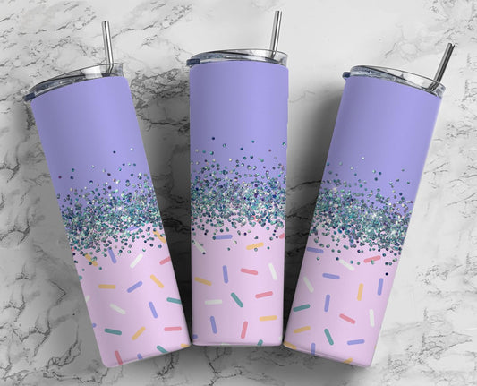 Glitter Purple Birthday Sprinkles Stainless Steel Tumbler