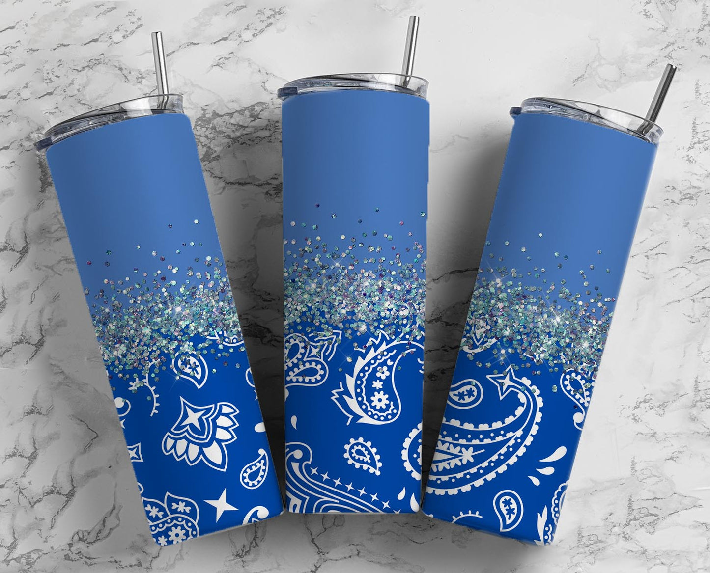 Glitter Blue Bandana Stainless Steel Tumbler