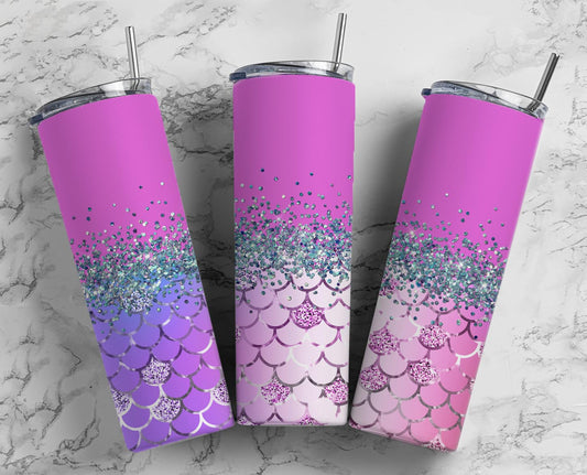 Glitter Sparkly Mermaid Stainless Steel Tumbler