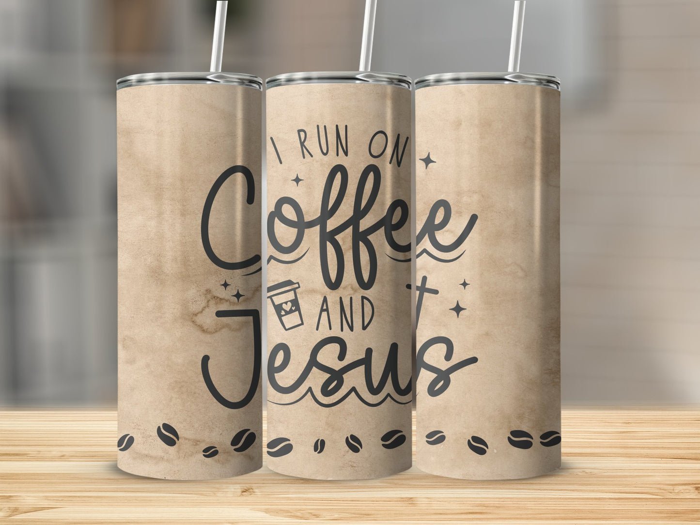 I Run on Coffee and Jesus Stainless Steel Tumbler