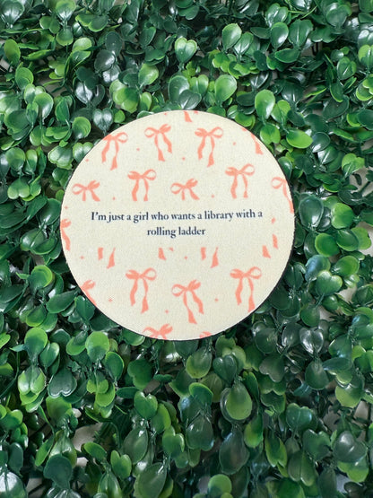 Girl that wants a Library & Rolling Ladder Full Size Coaster