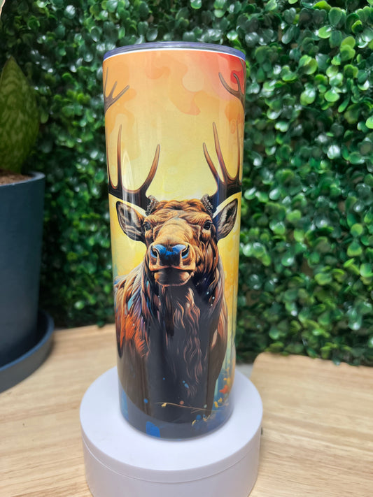 Water Color Moose Stainless Steel Tumbler