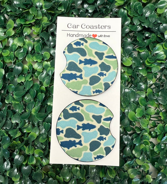 Fish camo car cup coasters