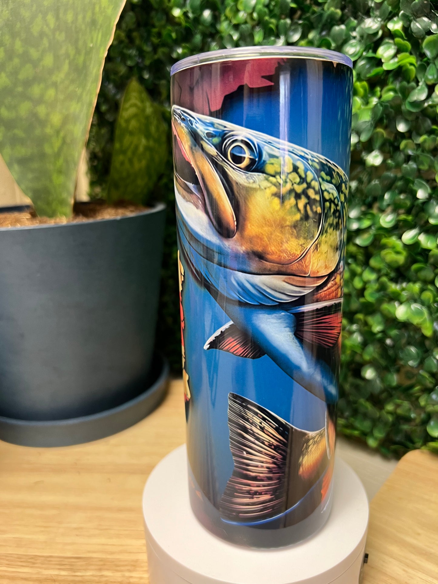 Salmon Fish W/American Flag Stainless Steel Tumbler