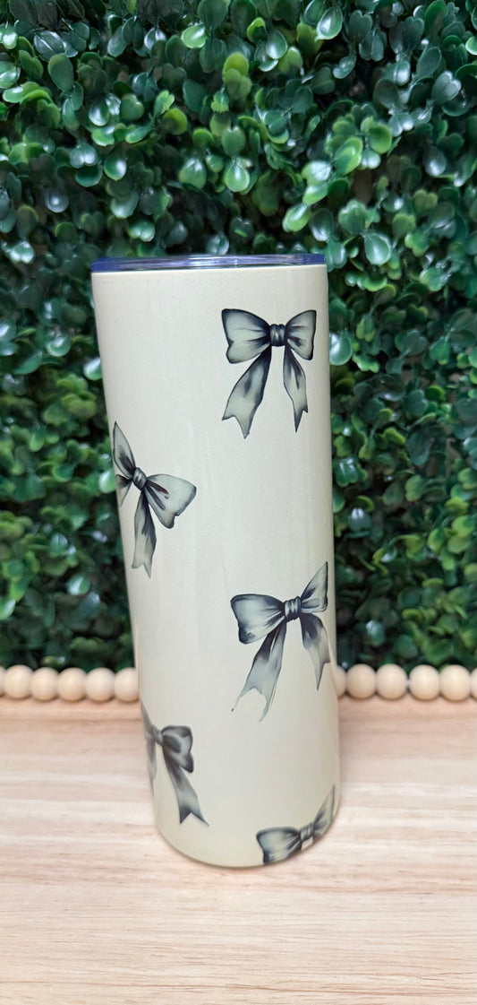 Water color black bows stainless steel tumbler