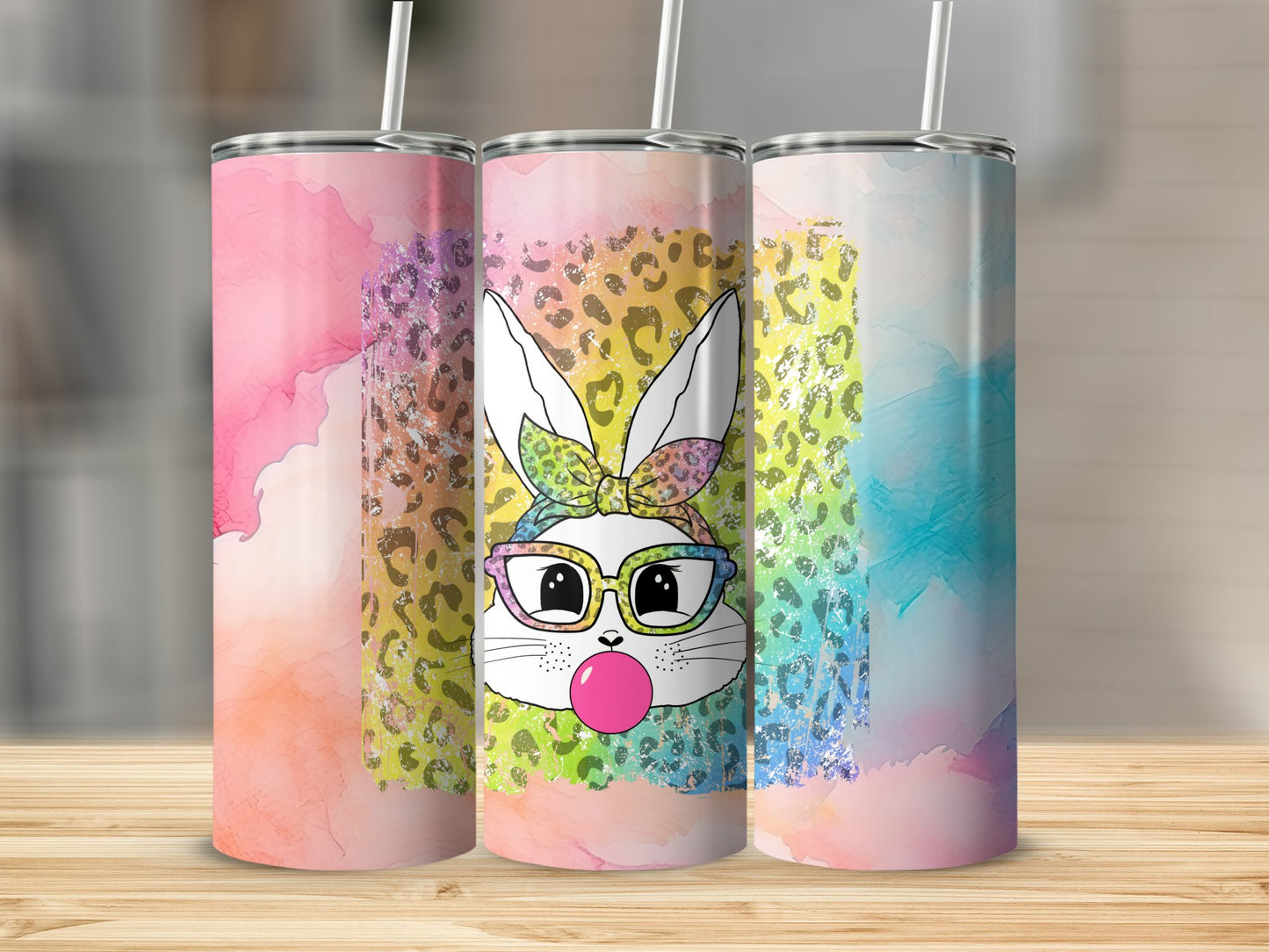 Easter Rainbow Bunny Stainless Steel Tumbler