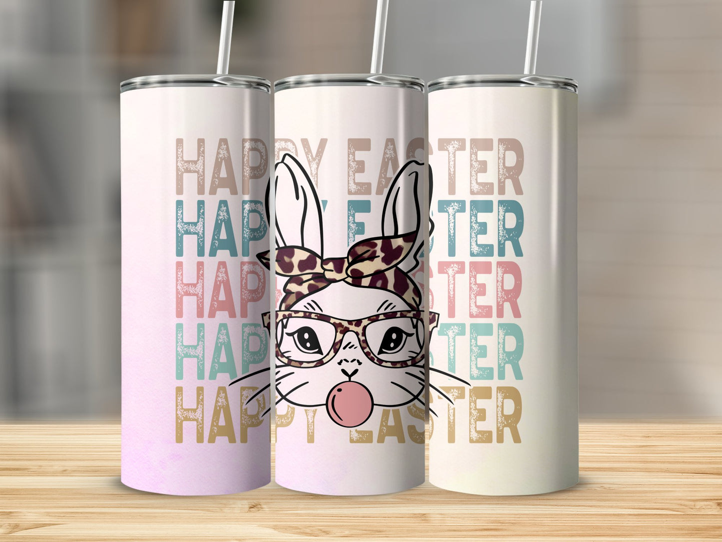 Happy Easter Bunny W/Glasses Stainless Steel Tumbler