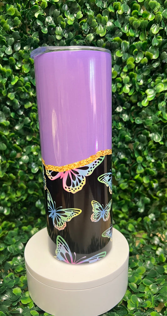 Split Gold Design- Purple/Black Stainless Steel Tumbler