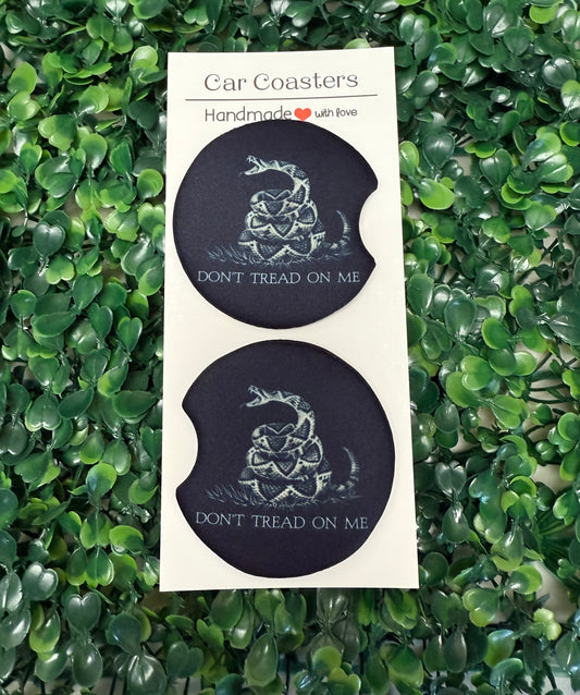 Don't tread on me car cup coasters