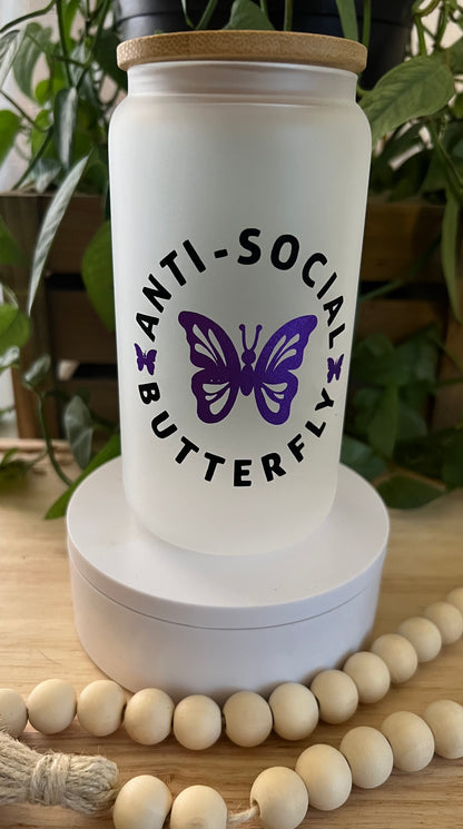 Anti-Social Butterfly Frosted Glass