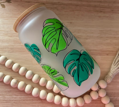 Minimalist Monstera Frosted Glass