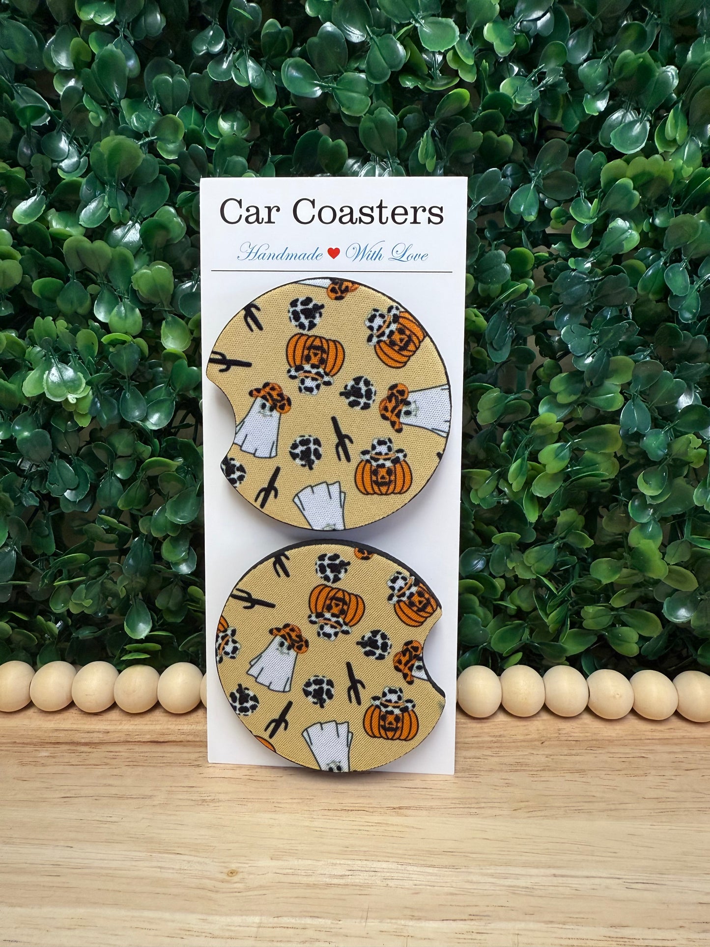 Howdy Halloween car cup coasters