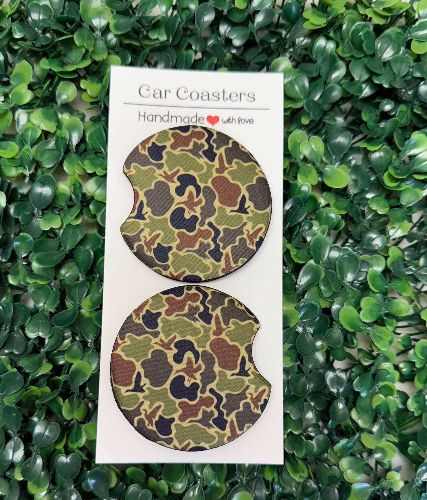 Duck camo car cup coasters