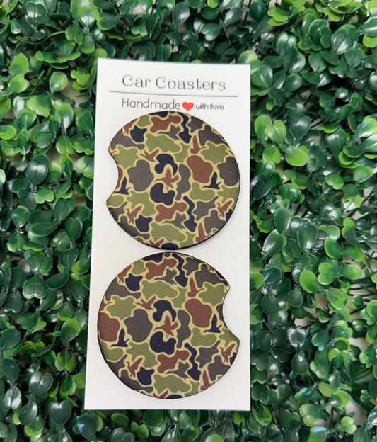 Duck camo car cup coasters